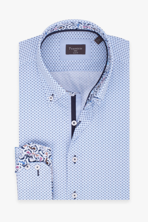 Chemise Homme Roma Iconic Popelin Blanc Bleu clair