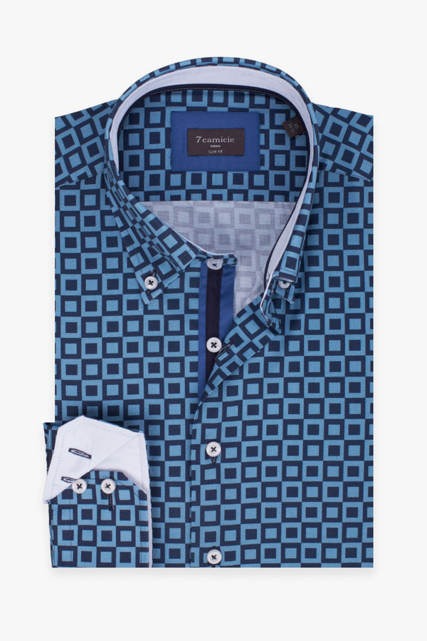 Camicia Uomo Roma Iconic Popelin Blu Blu