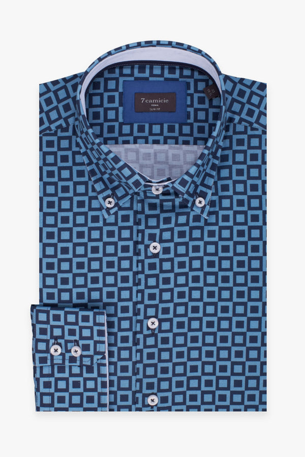 Camicia Uomo Roma Iconic Popelin Blu Blu