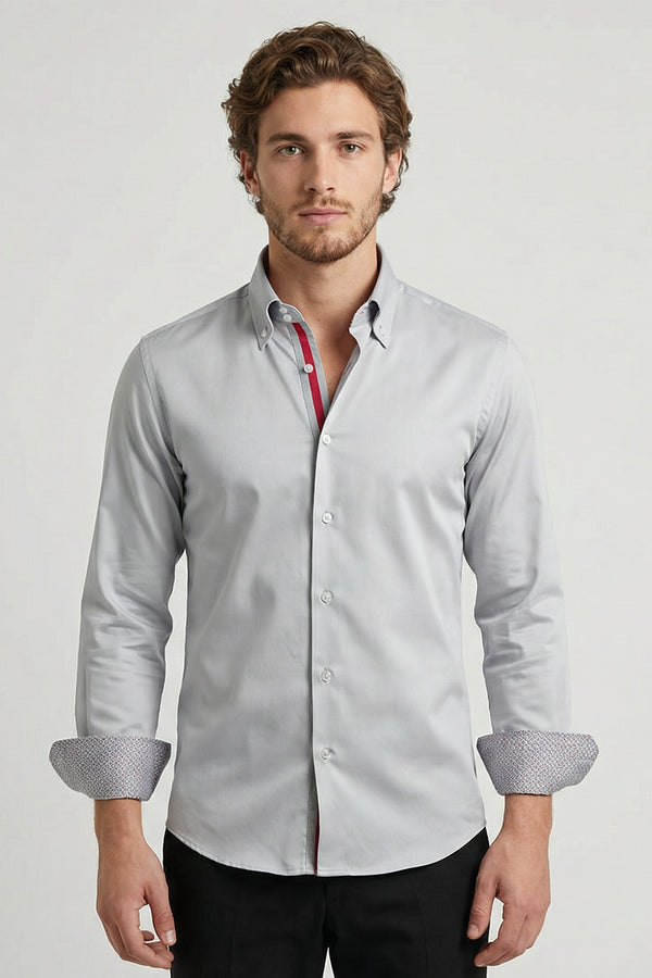Camisa Hombre Roma Iconic Satin Gris