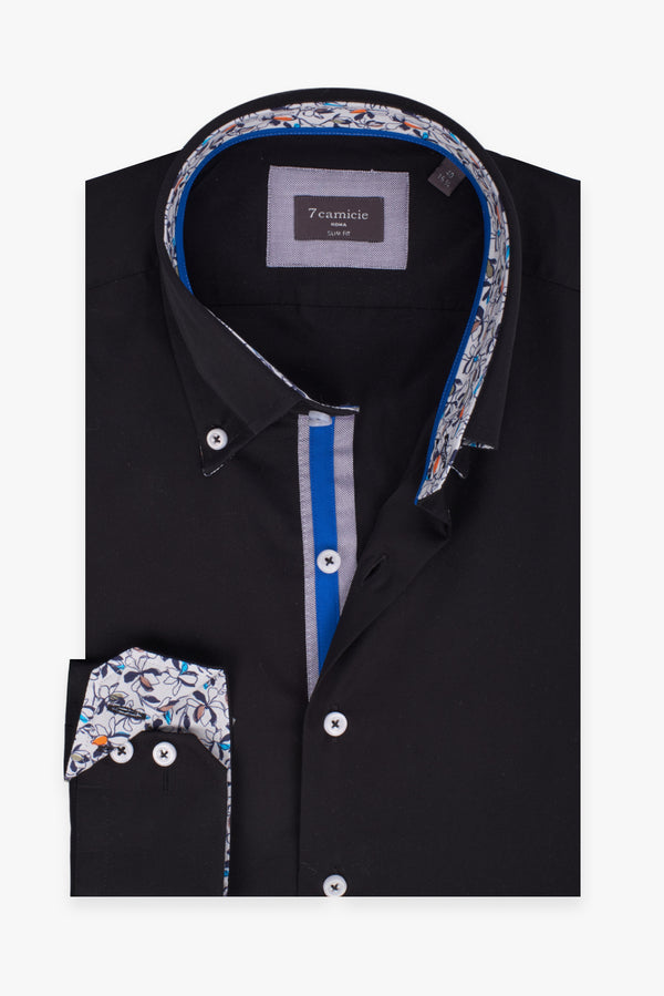 Camicia Uomo Roma Iconic Satin Nero