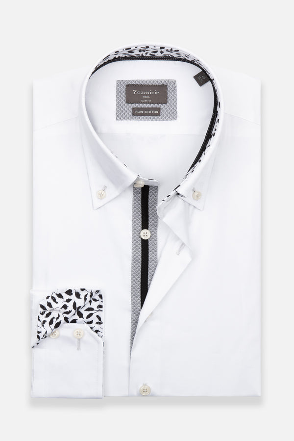 Camicia Uomo Roma Iconic Satin Bianco