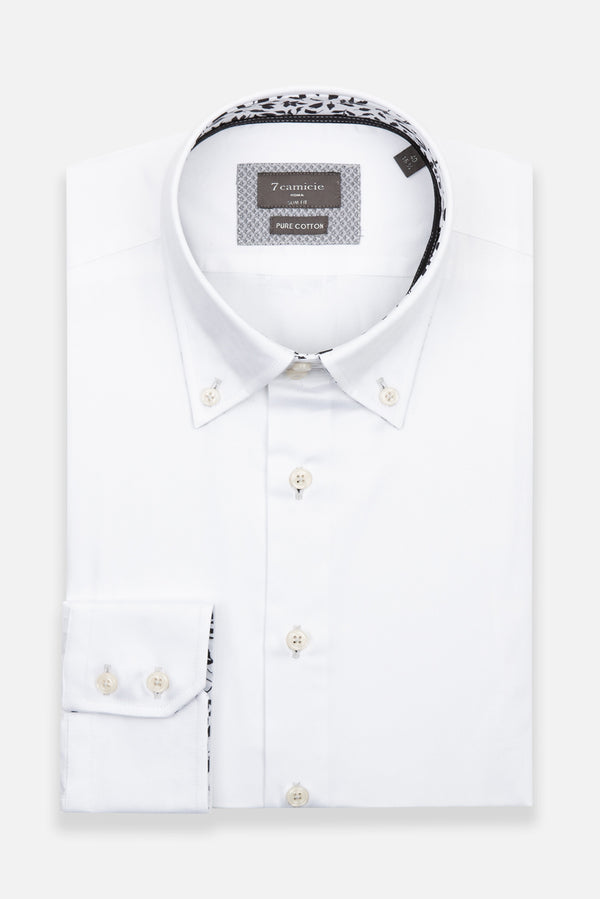 Camicia Uomo Roma Iconic Satin Bianco