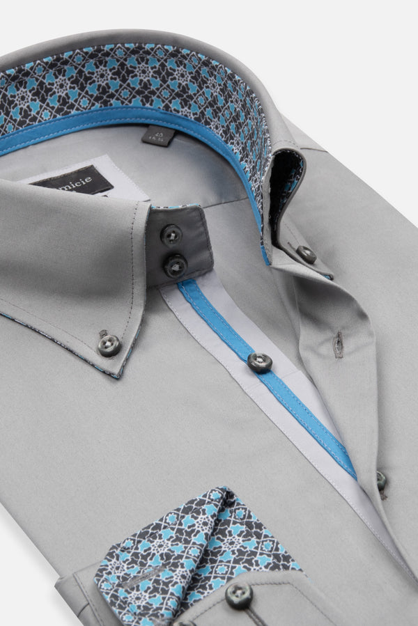 Camicia Uomo Roma Iconic Satin Grigio