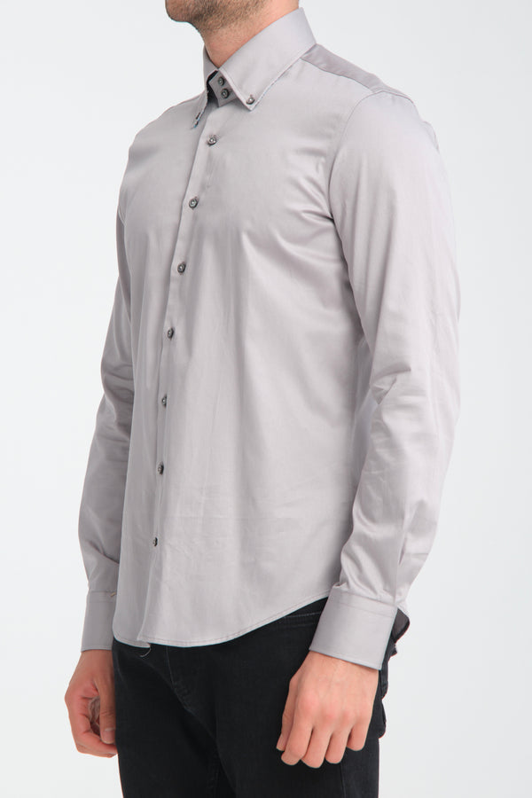 Camicia Uomo Roma Iconic Satin Grigio