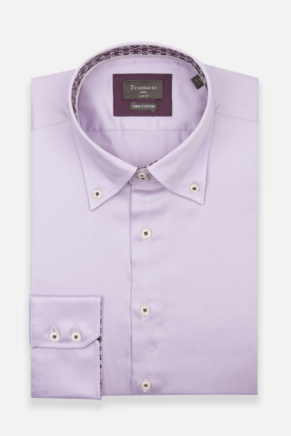 Camicia Uomo Roma Iconic Satin Lilla