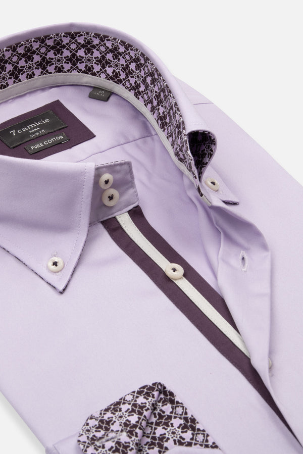 Roma Iconic Satin Man Shirt Lilac