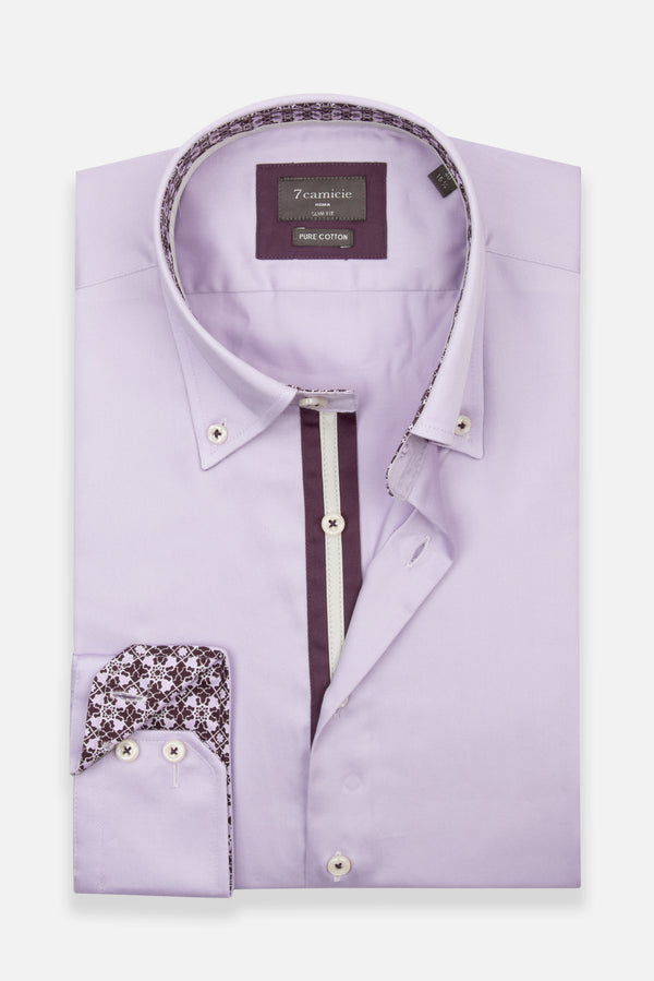 Roma Iconic Satin Man Shirt Lilac