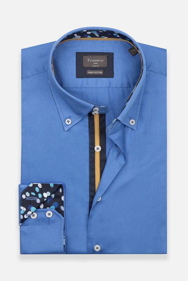 Camicia Uomo Roma Iconic Satin Blu