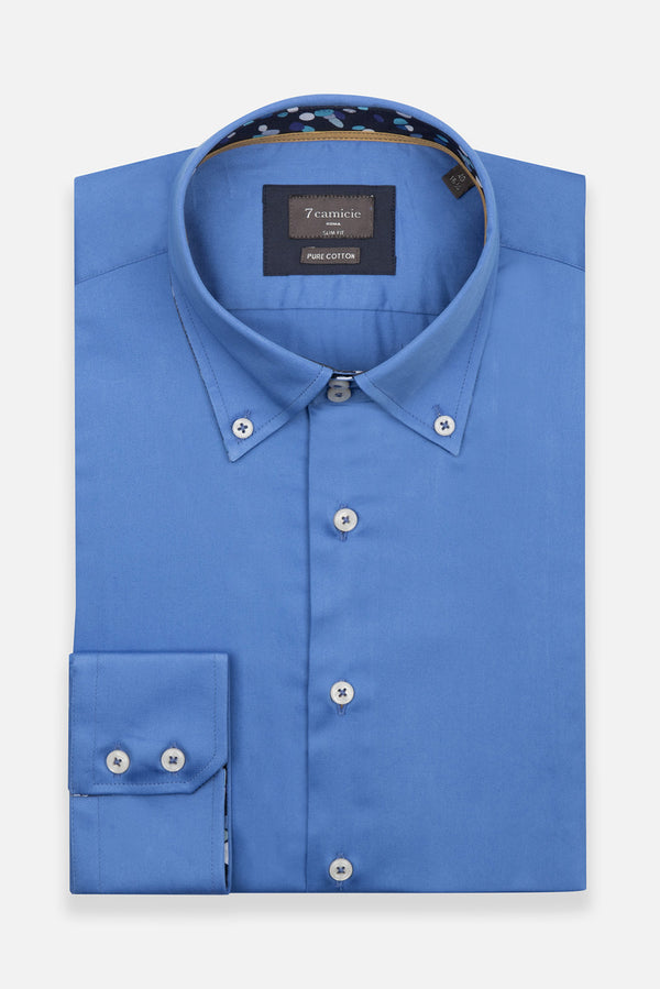 Camicia Uomo Roma Iconic Satin Blu