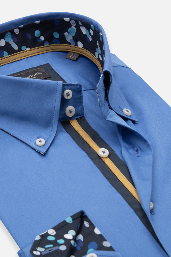 Camicia Uomo Roma Iconic Satin Blu