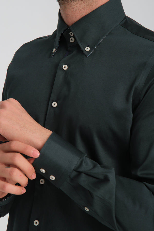 Camisa Hombre Roma Iconic Satin Verde