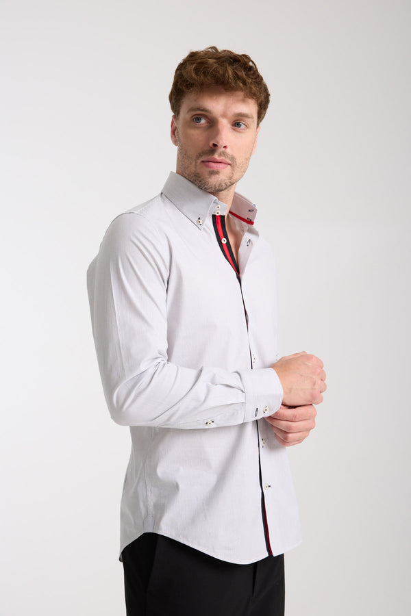 Camisa Hombre Roma Iconic Popelin Stretch Blanco Negro