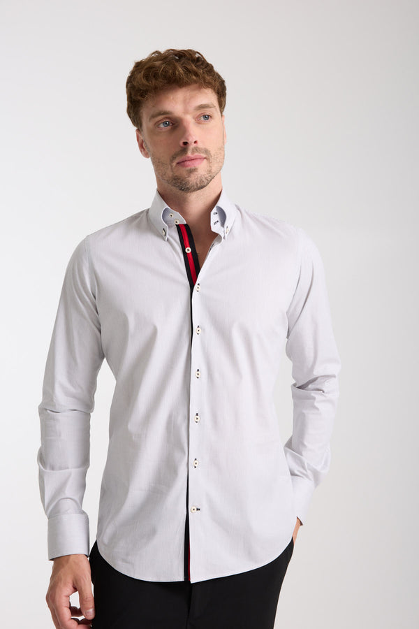 Camisa Hombre Roma Iconic Popelin Stretch Blanco Negro