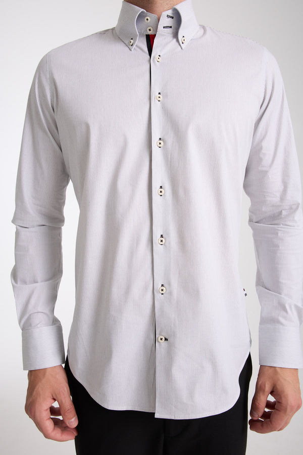 Camisa Hombre Roma Iconic Popelin Stretch Blanco Negro