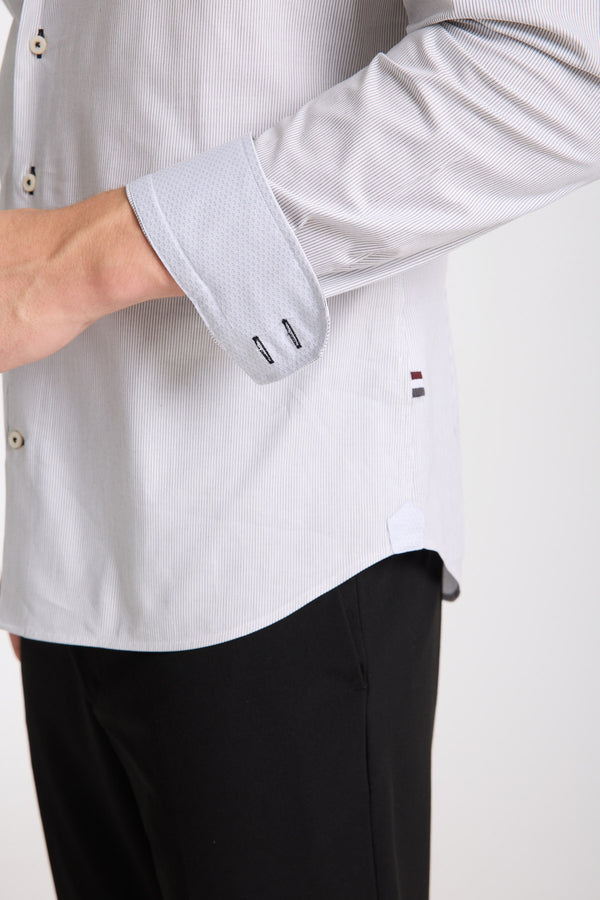 Camisa Hombre Roma Iconic Popelin Stretch Blanco Negro