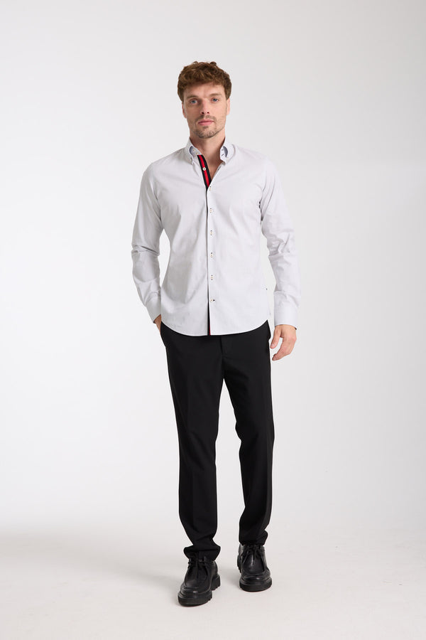 Camisa Hombre Roma Iconic Popelin Stretch Blanco Negro