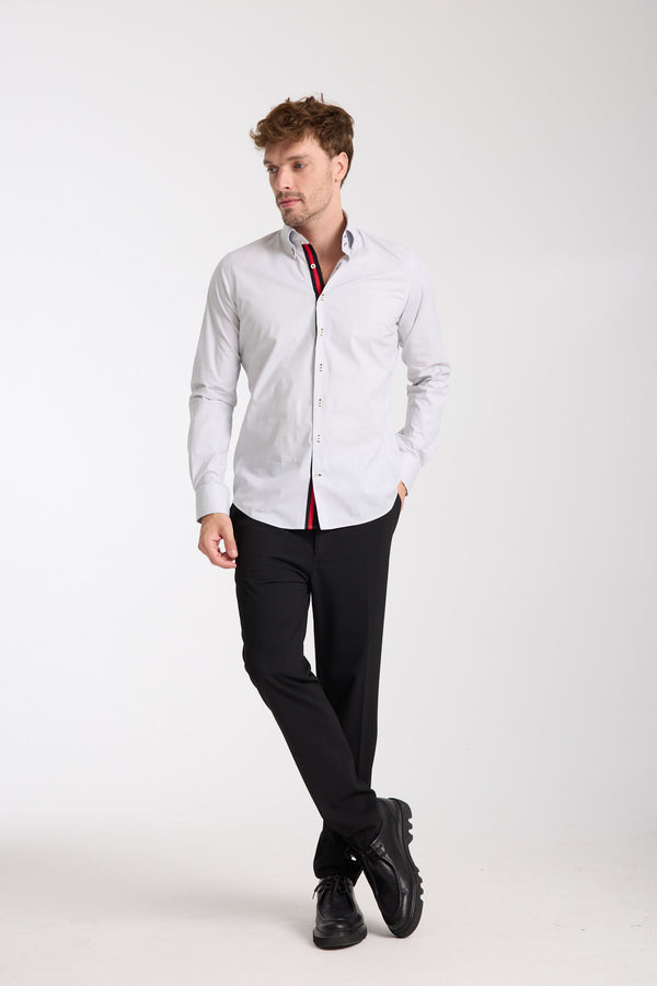 Camisa Hombre Roma Iconic Popelin Stretch Blanco Negro