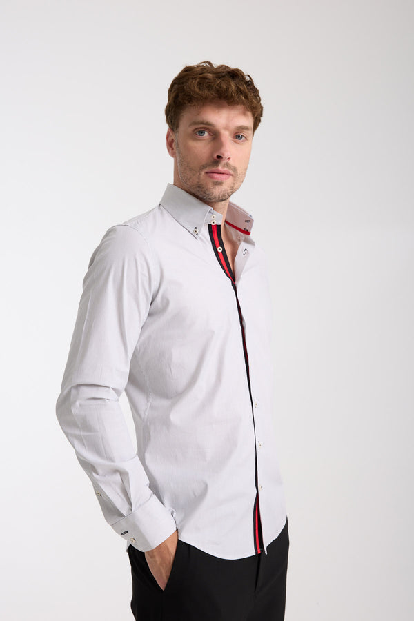 Camisa Hombre Roma Iconic Popelin Stretch Blanco Negro