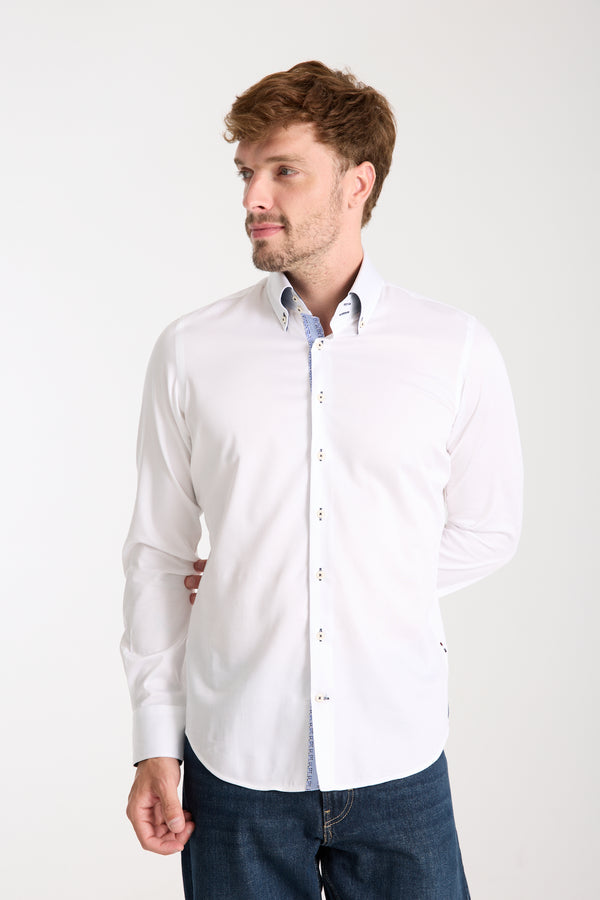 Camicia Uomo Roma Iconic Satin Bianco