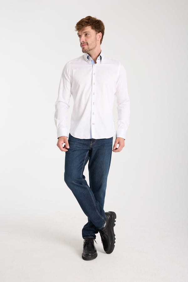 Camicia Uomo Roma Iconic Satin Bianco