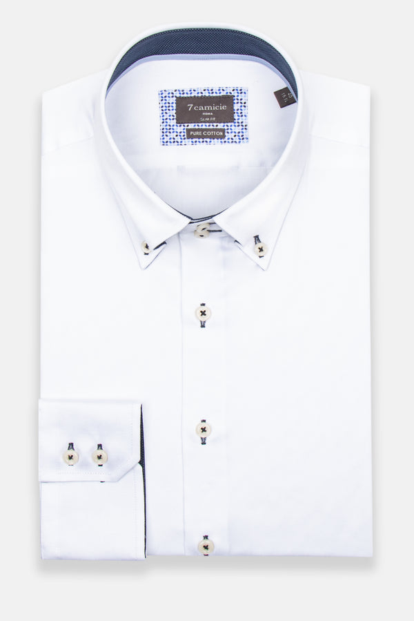 Camicia Uomo Roma Iconic Satin Bianco
