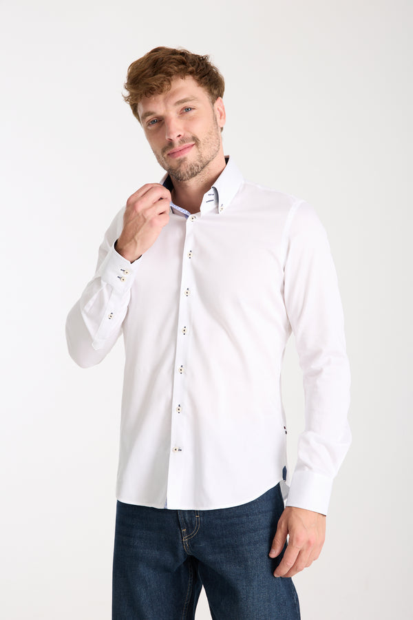 Camicia Uomo Roma Iconic Satin Bianco