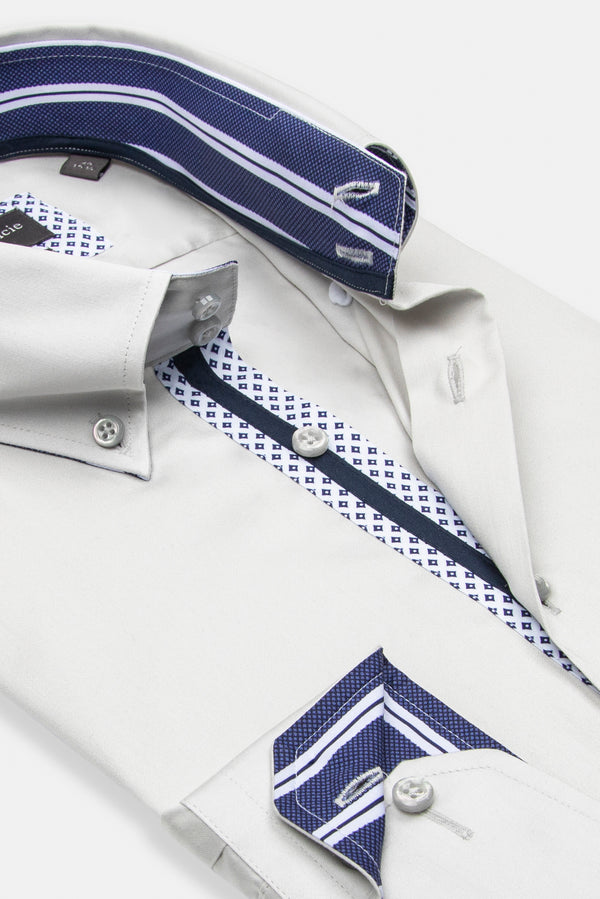 Chemise Homme Roma Iconic Satin Gris