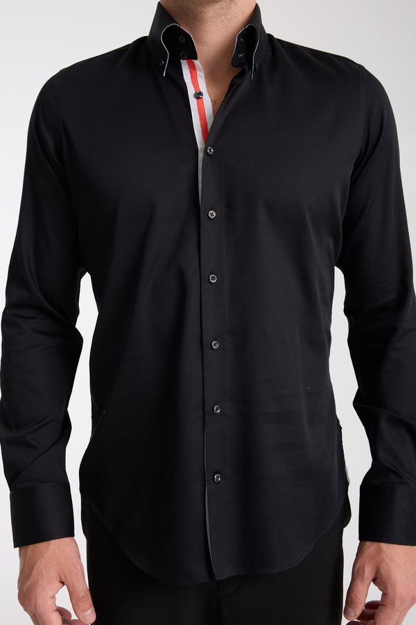 Camisa Hombre Roma Iconic Satin Negro