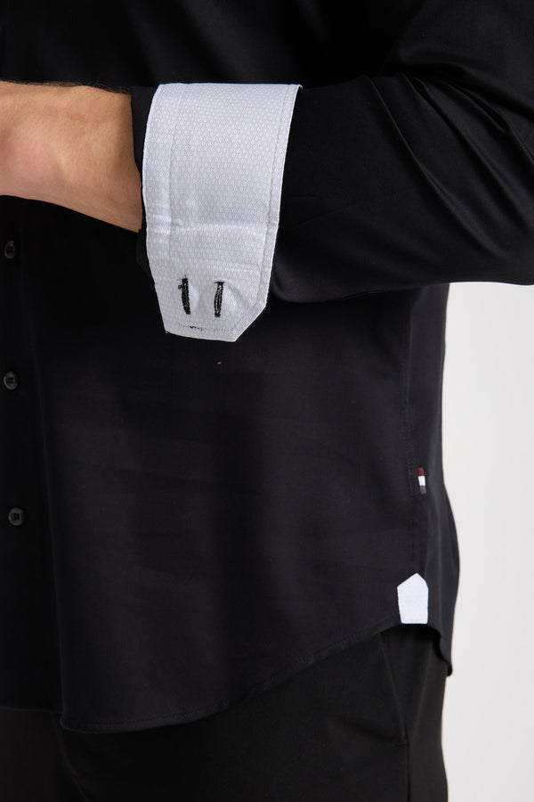 Camisa Hombre Roma Iconic Satin Negro