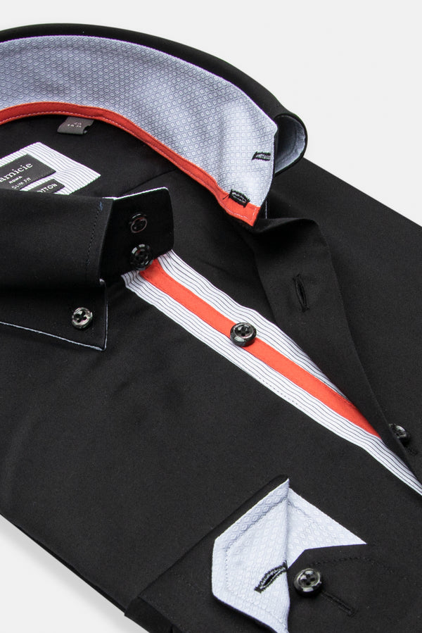 Camisa Hombre Roma Iconic Satin Negro