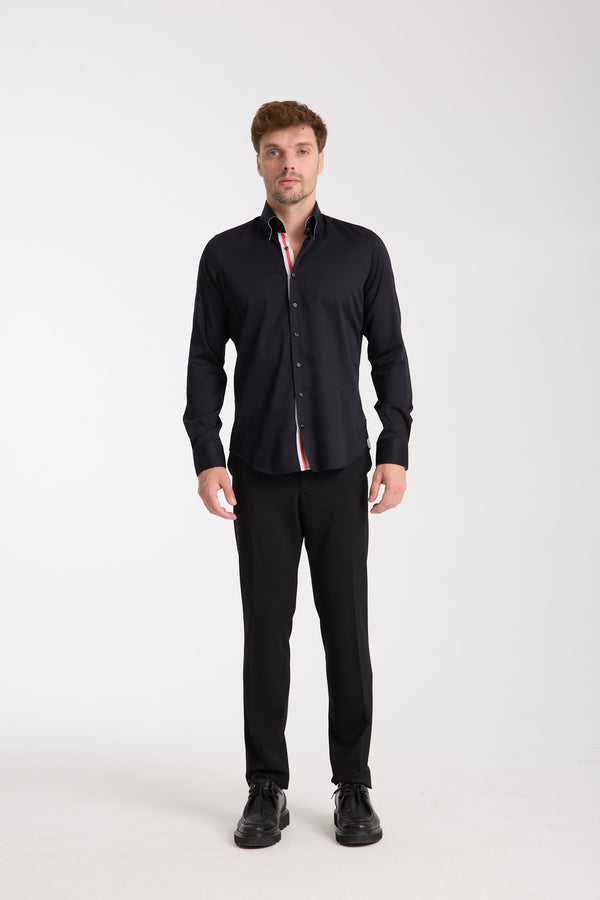 Camisa Hombre Roma Iconic Satin Negro