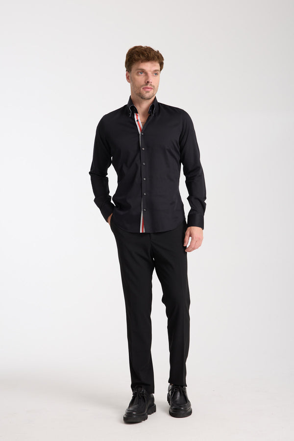 Camisa Hombre Roma Iconic Satin Negro