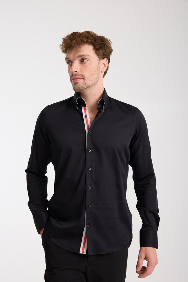 Camisa Hombre Roma Iconic Satin Negro