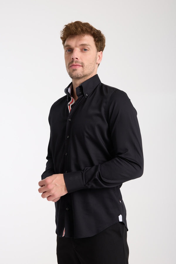 Camisa Hombre Roma Iconic Satin Negro
