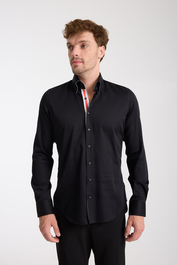 Camisa Hombre Roma Iconic Satin Negro
