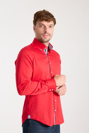Chemise Homme Roma Iconic Satin Rouge
