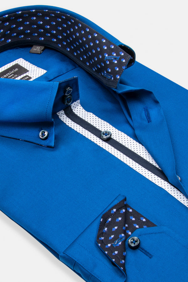 Chemise Homme Roma Iconic Satin Bleu marine