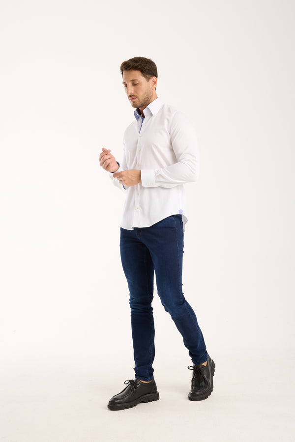 Chemise Homme Roma Iconic Satin Blanc