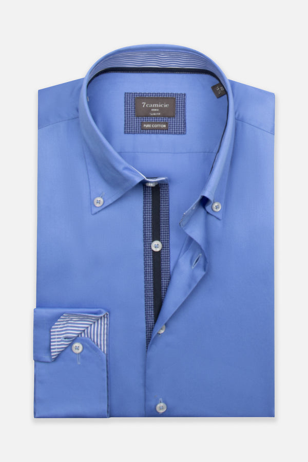 Roma Iconic Herren Hemd Satin Hellblau