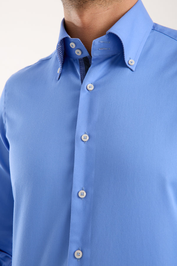 Roma Iconic Herren Hemd Satin Hellblau