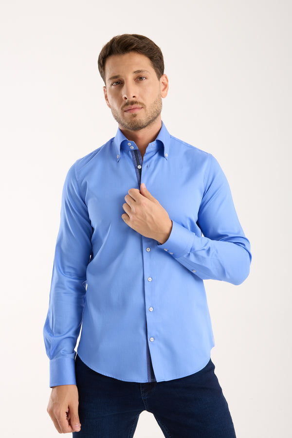 Roma Iconic Herren Hemd Satin Hellblau