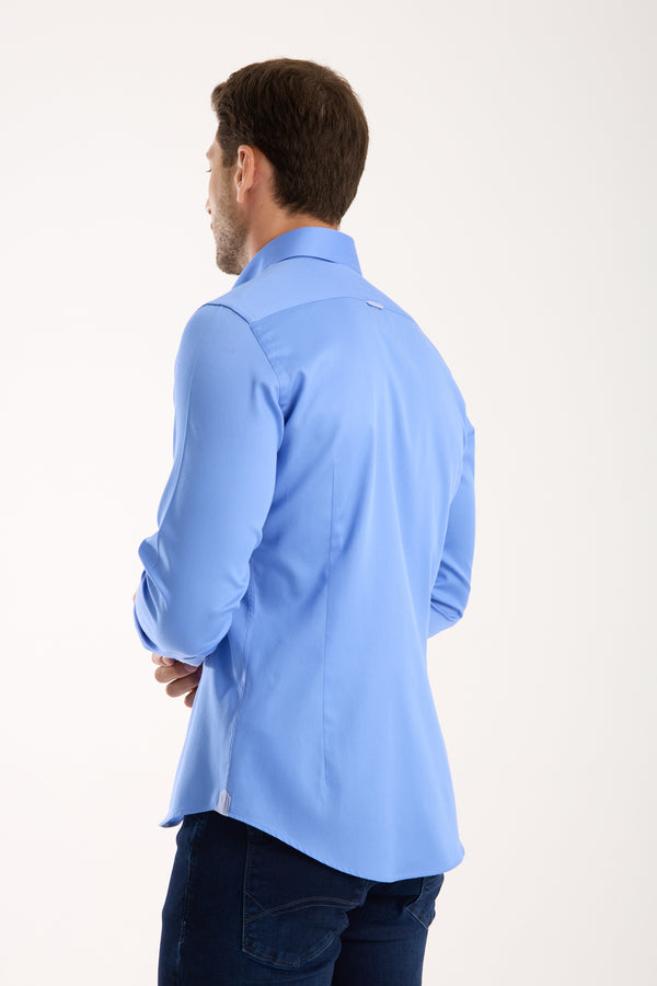 Roma Iconic Herren Hemd Satin Hellblau