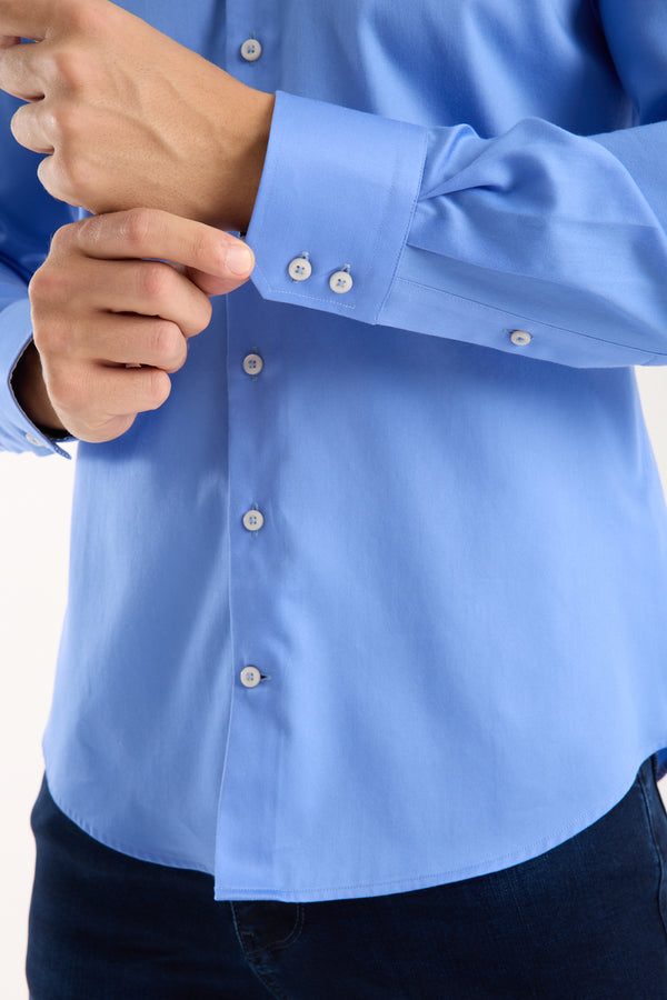 Roma Iconic Herren Hemd Satin Hellblau