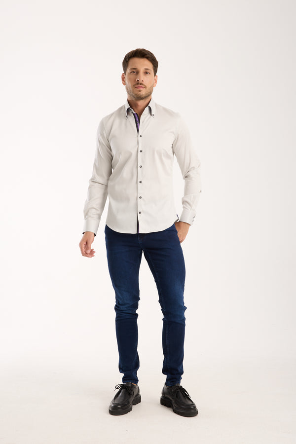 Chemise Homme Roma Iconic Satin Gris