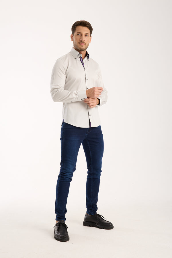 Chemise Homme Roma Iconic Satin Gris