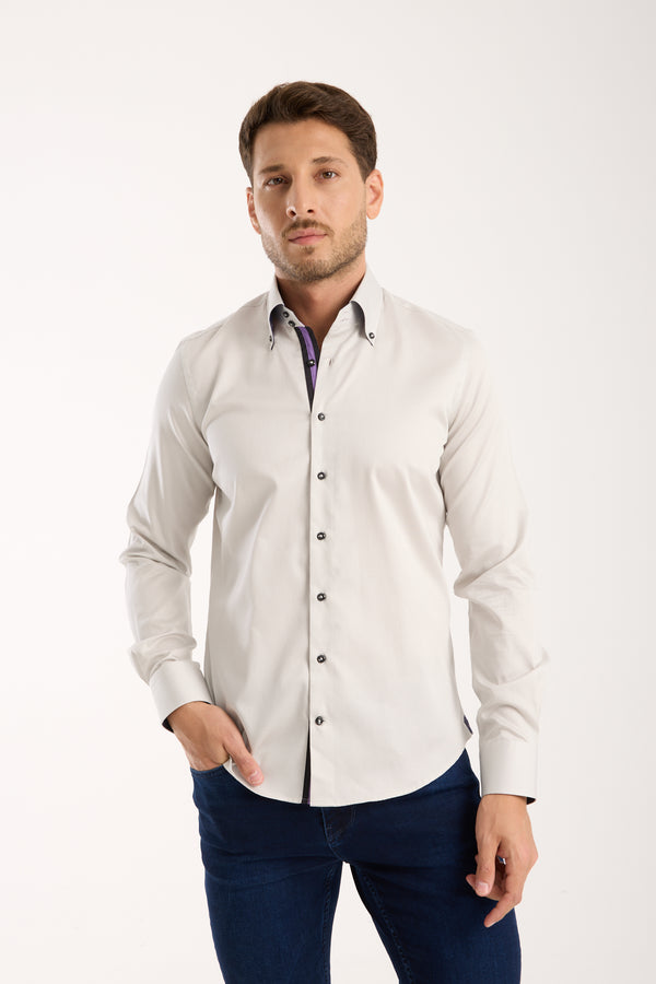 Chemise Homme Roma Iconic Satin Gris