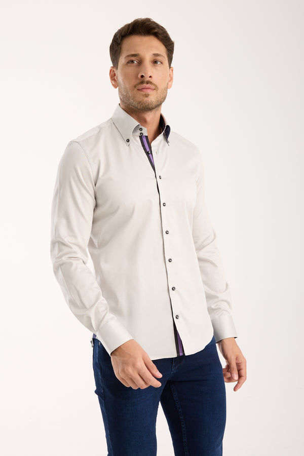 Chemise Homme Roma Iconic Satin Gris