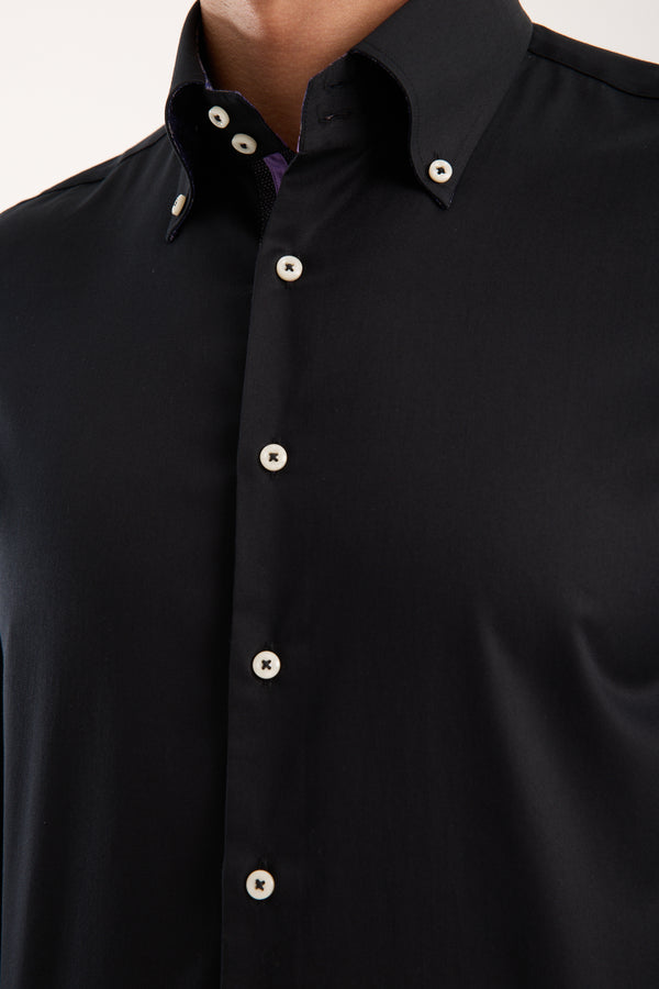 Chemise Homme Roma Iconic Satin Noir