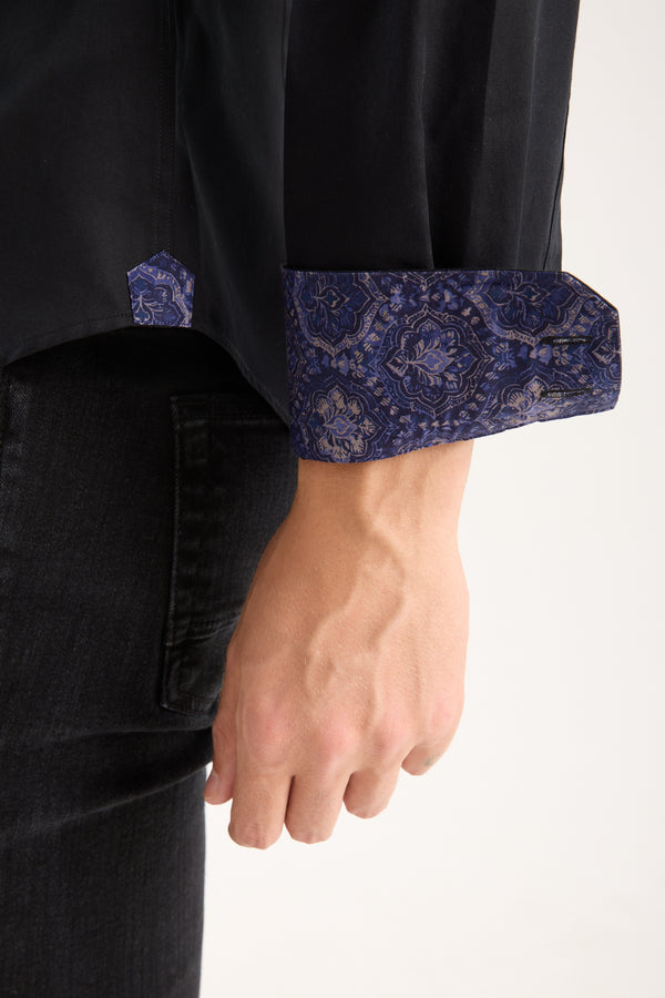 Chemise Homme Roma Iconic Satin Noir